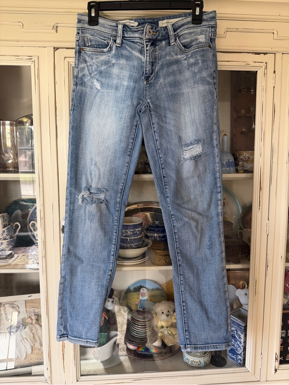 Pilcro Faded Light Blue Distressed Slim Boyfriend Jeans